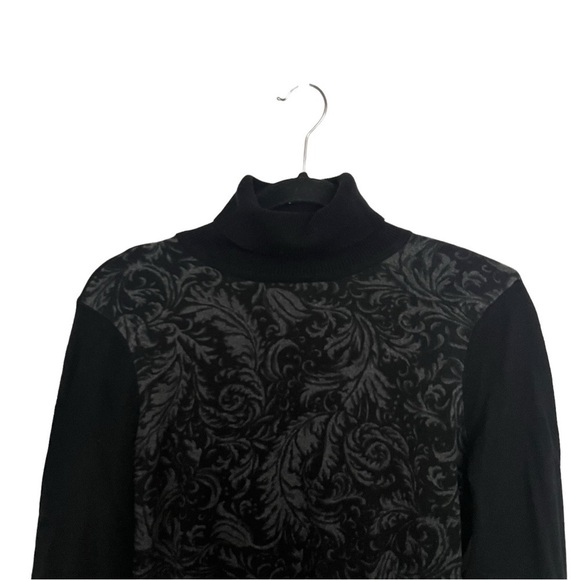 Lauren Ralph Lauren Black Gray Turtleneck Sweater Petite Medium - Picture 3 of 9